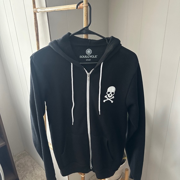 soulcycle Jackets & Blazers - SoulCycle Black Zip-Up Hoodie with Skull Emblem